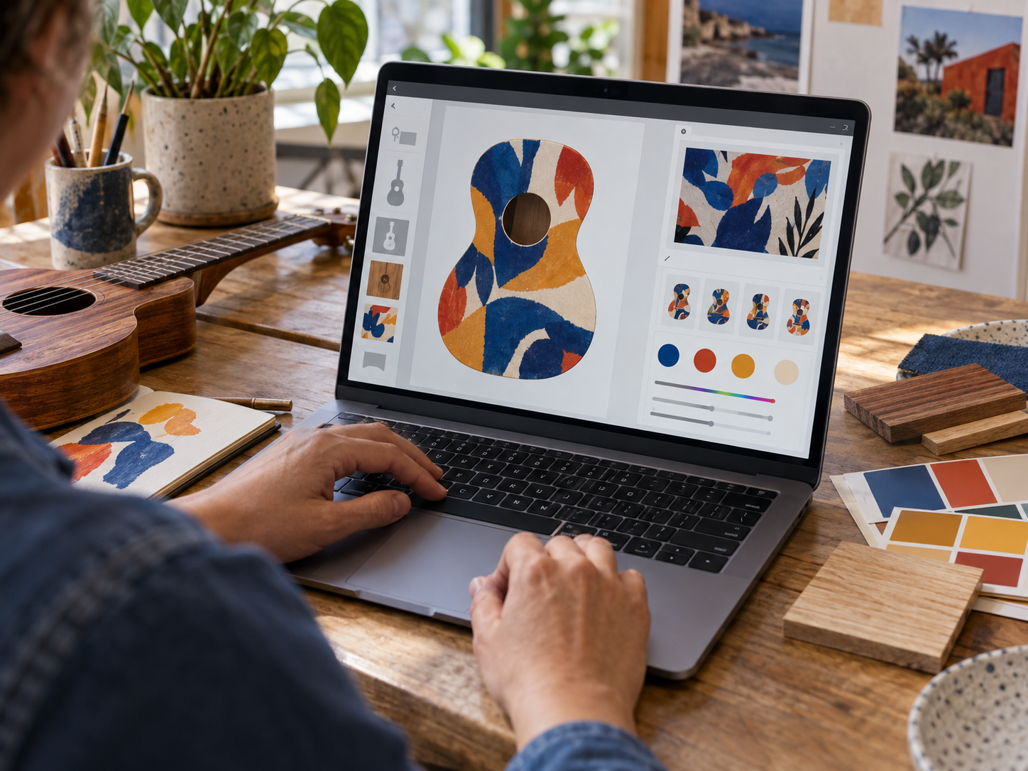 Customizing a ukulele design on the online platform